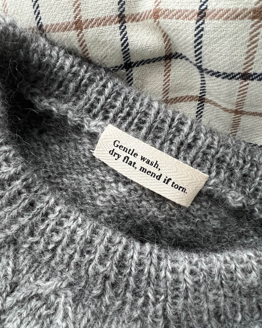 "Gentle wash, dry flat, mend if torn."-label - Image 4